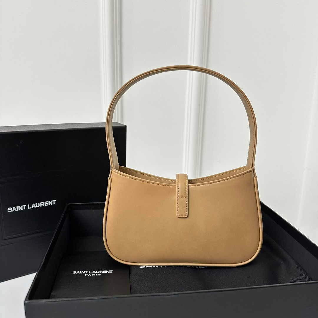 Saint Laurent Le 5 À 7 Leather Hobo Shoulder Bag Apricot YSL Women Handbag