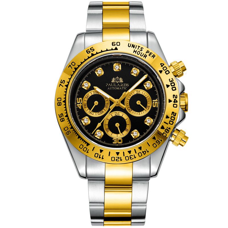 Fashion Luxury Automatic Watch For Men Chronograph Business Mechanical Watches with Diamond