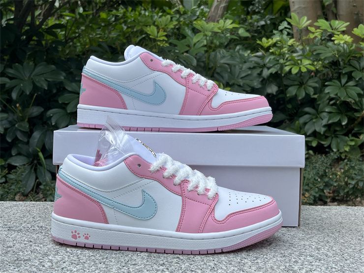 Air Jordan 1 Low Paw Print Basketball Shoes HM3706-141 Pink Sneakers
