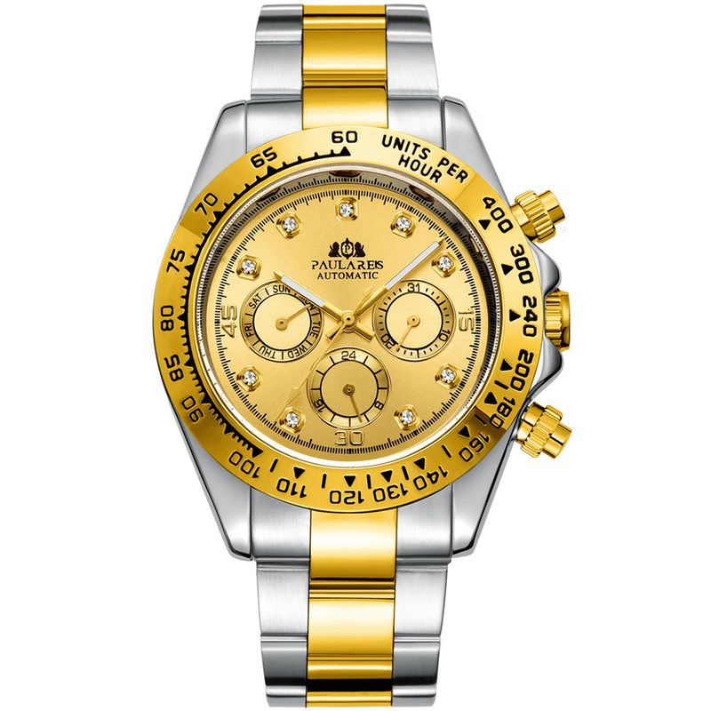 Fashion Luxury Automatic Watch For Men Chronograph Business Mechanical Watches with Diamond