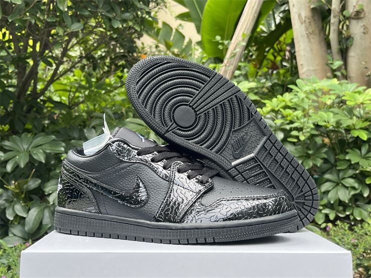 Cheap Air Jordan 1 Low Black Croc Patent HJ7743-010 Sneakers