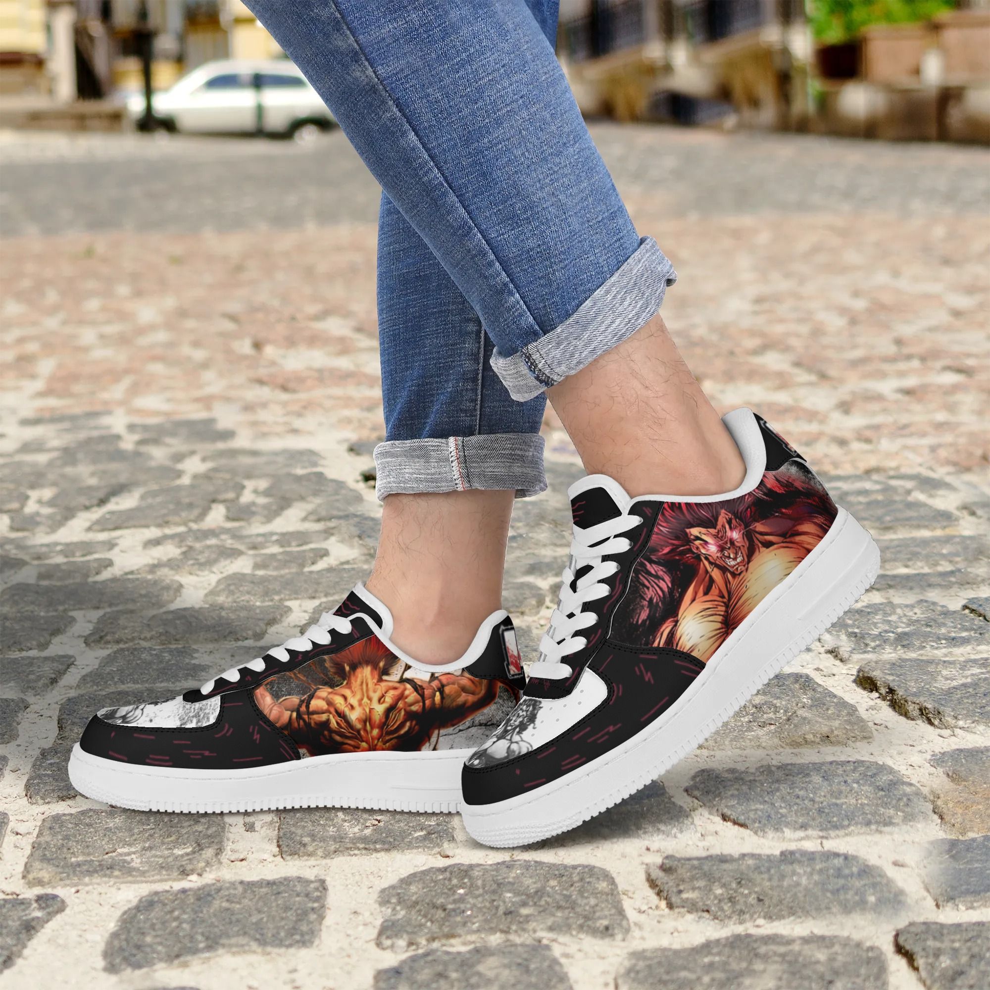 Mens Yujiro Hanma Air Force Sneakers Baki Custom Anime Custom NAF Shoes