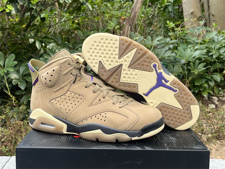 Cheap FD1643-300 Nike Air Jordan 6 Retro GORE-TEX Brown Kelp Men Basketball Shoes