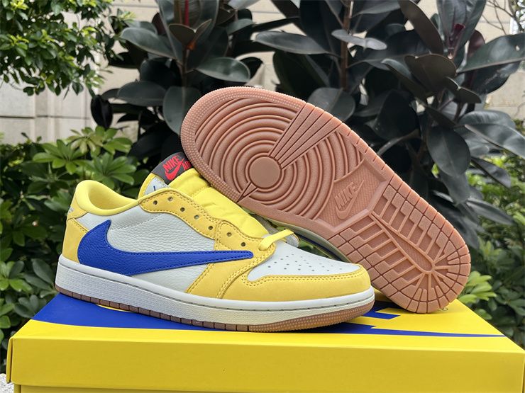 Travis Scott x Air Jordan 1 Low OG Canary Basketball Shoes DZ4137-700