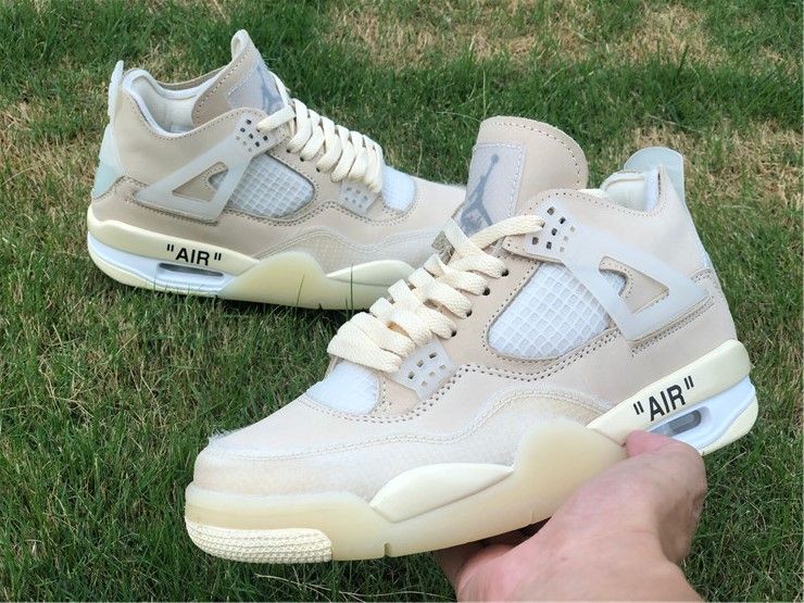 Cheap Off-White x Air Jordan 4 Sail CV9388-100 Sneakers