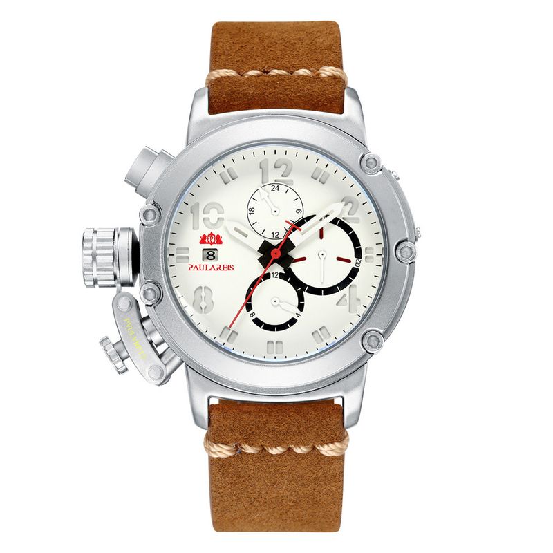 Automatic Mechanical Watch Leather Strap Fashion Casual Wristwatch Date Week Sports Watches