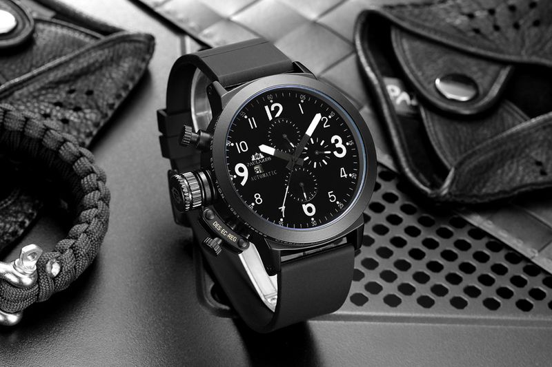 Automatic Mechanical Multi-function Rubber Strap Large Men's Watch