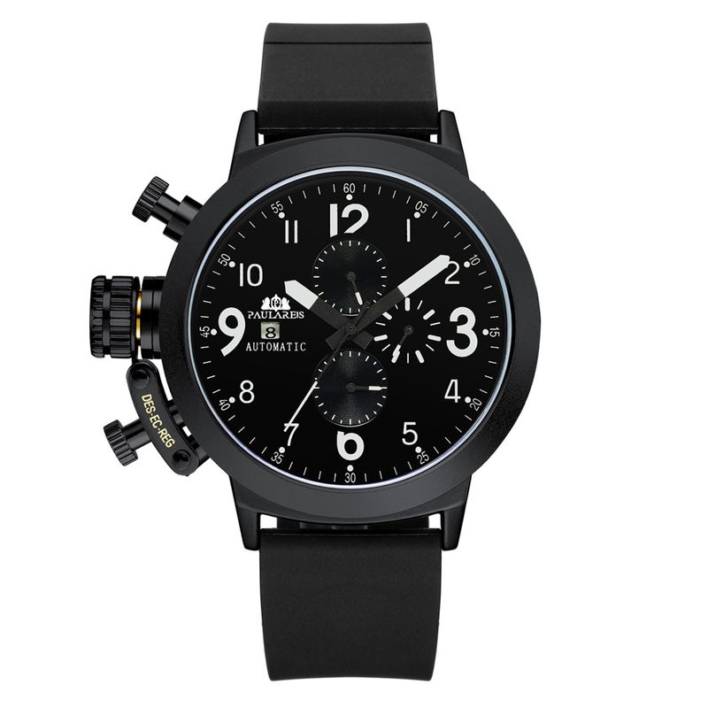 Automatic Mechanical Multi-function Rubber Strap Large Men's Watch
