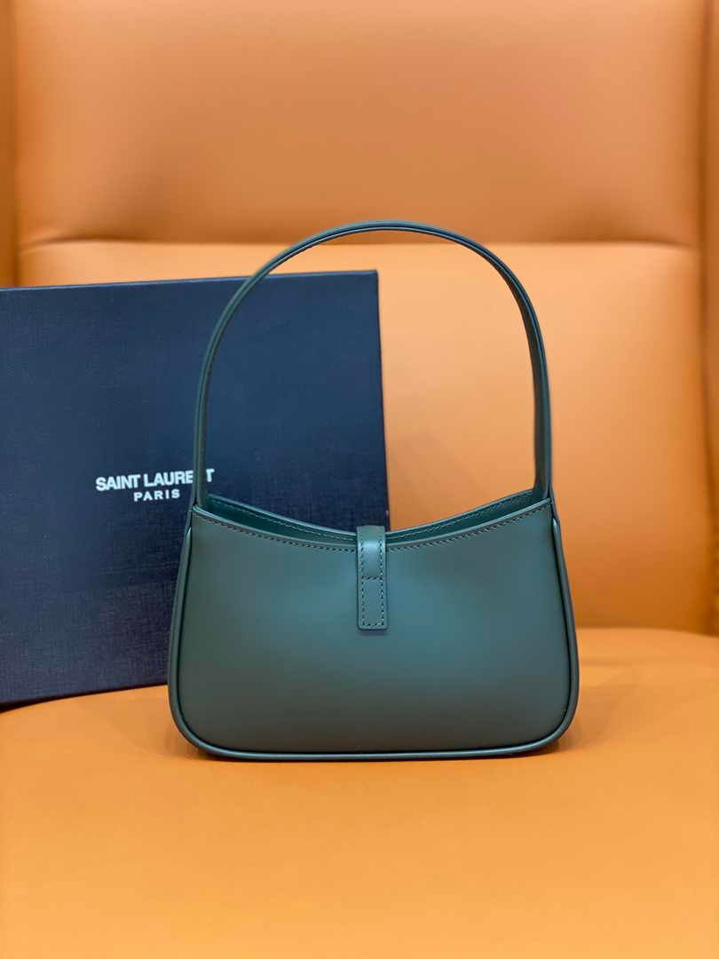 Saint Laurent Le 5 À 7 Leather Hobo Bag YSL Women Handbag in Green