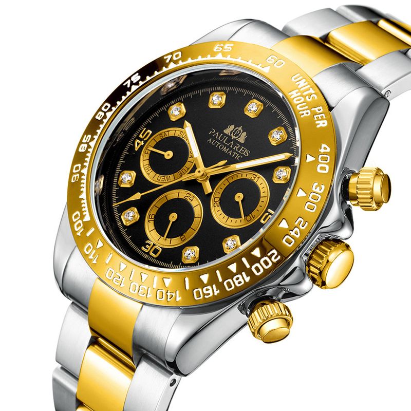 Fashion Luxury Automatic Watch For Men Chronograph Business Mechanical Watches with Diamond
