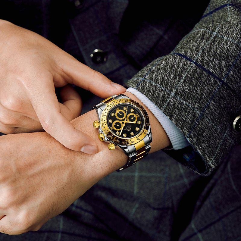 Fashion Luxury Automatic Watch For Men Chronograph Business Mechanical Watches with Diamond