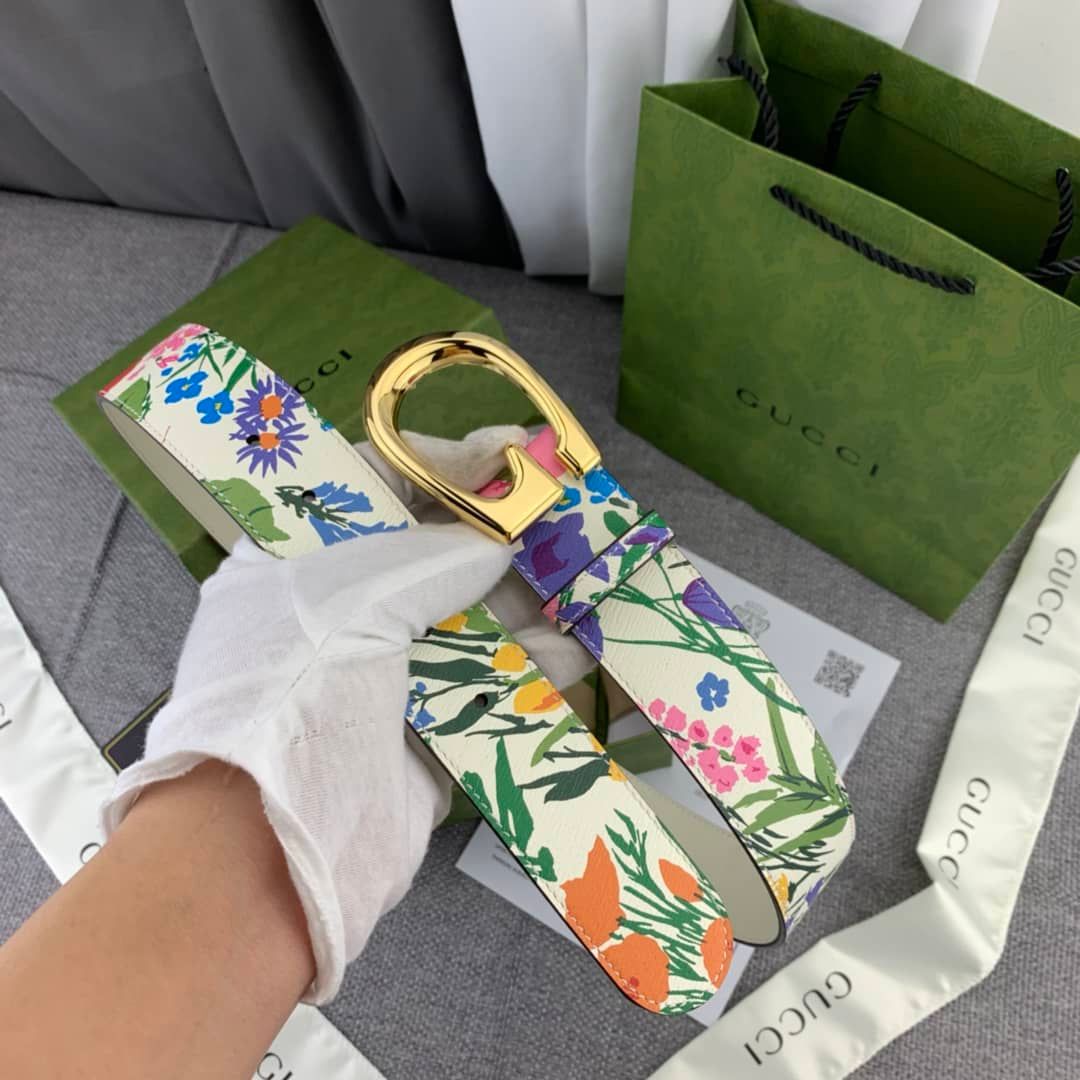 Gucci Flower Print Belt