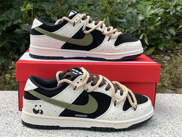 Nike Dunk Low Custom White Black Olive DD1391-100