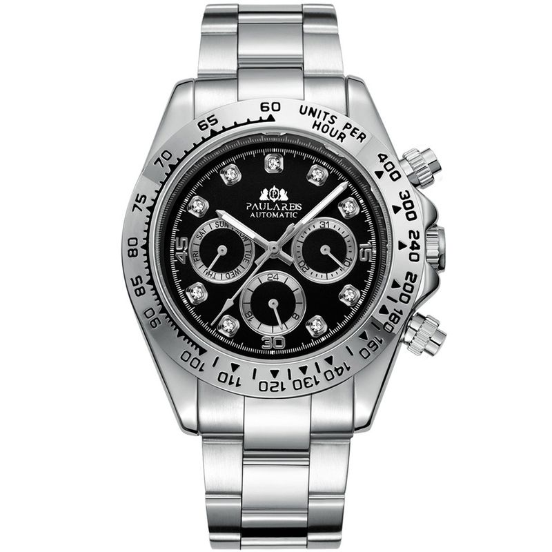 Fashion Luxury Automatic Watch For Men Chronograph Business Mechanical Watches with Diamond