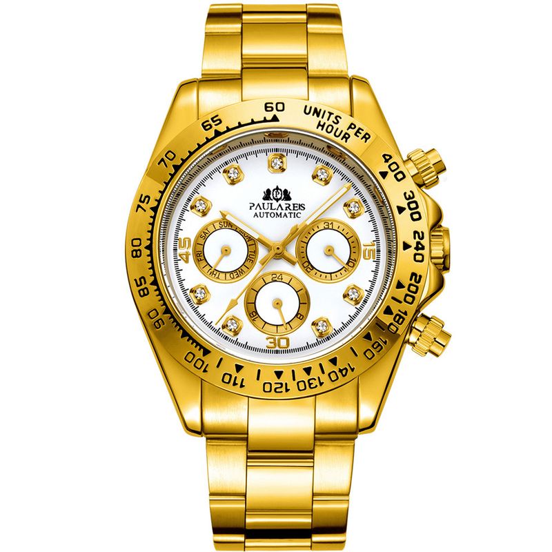 Fashion Luxury Automatic Watch For Men Chronograph Business Mechanical Watches with Diamond