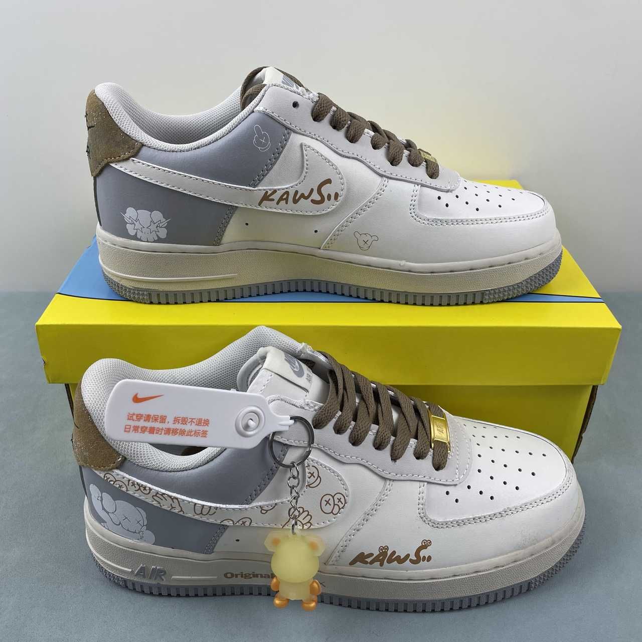 Kaws x Nike Air Force 1 07 Low Off White Grey Brown CW2288-702