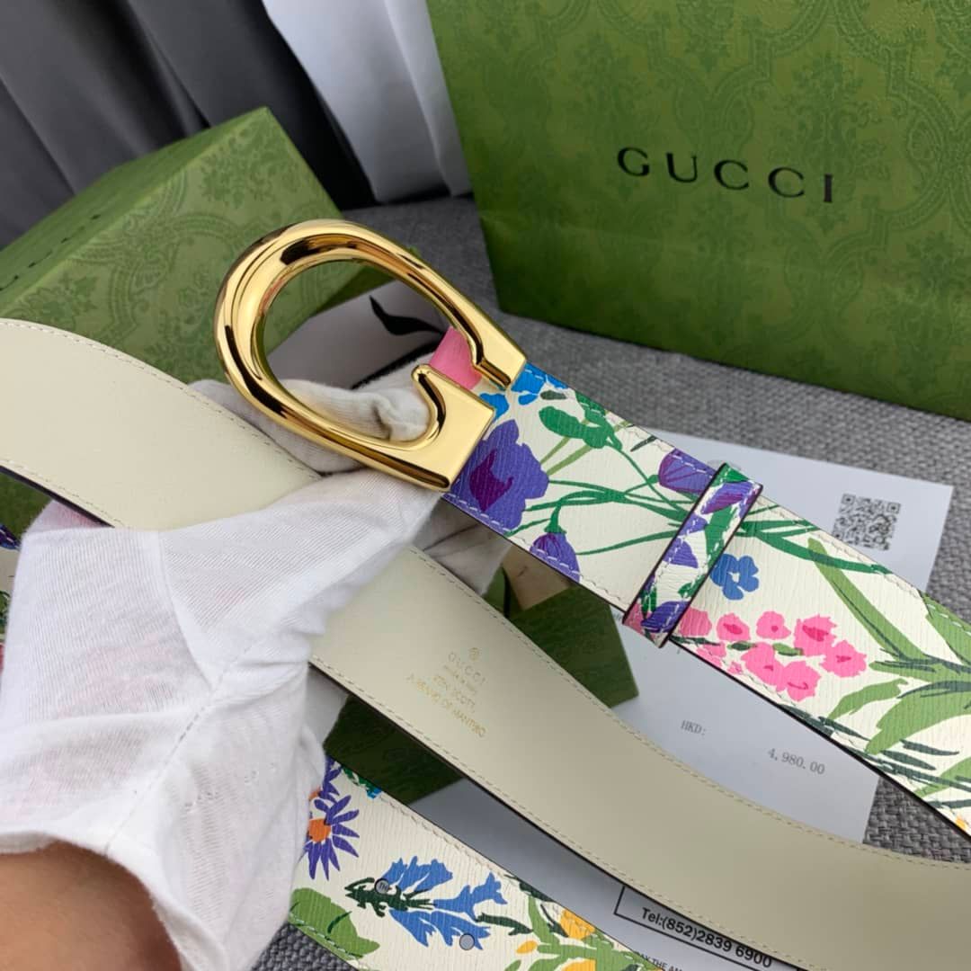 Gucci Flower Print Belt