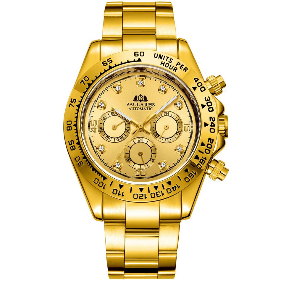 Fashion Luxury Automatic Watch For Men Chronograph Business Mechanical Watches with Diamond