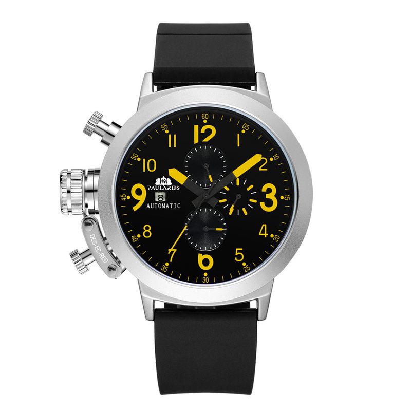 Automatic Mechanical Multi-function Rubber Strap Large Men's Watch
