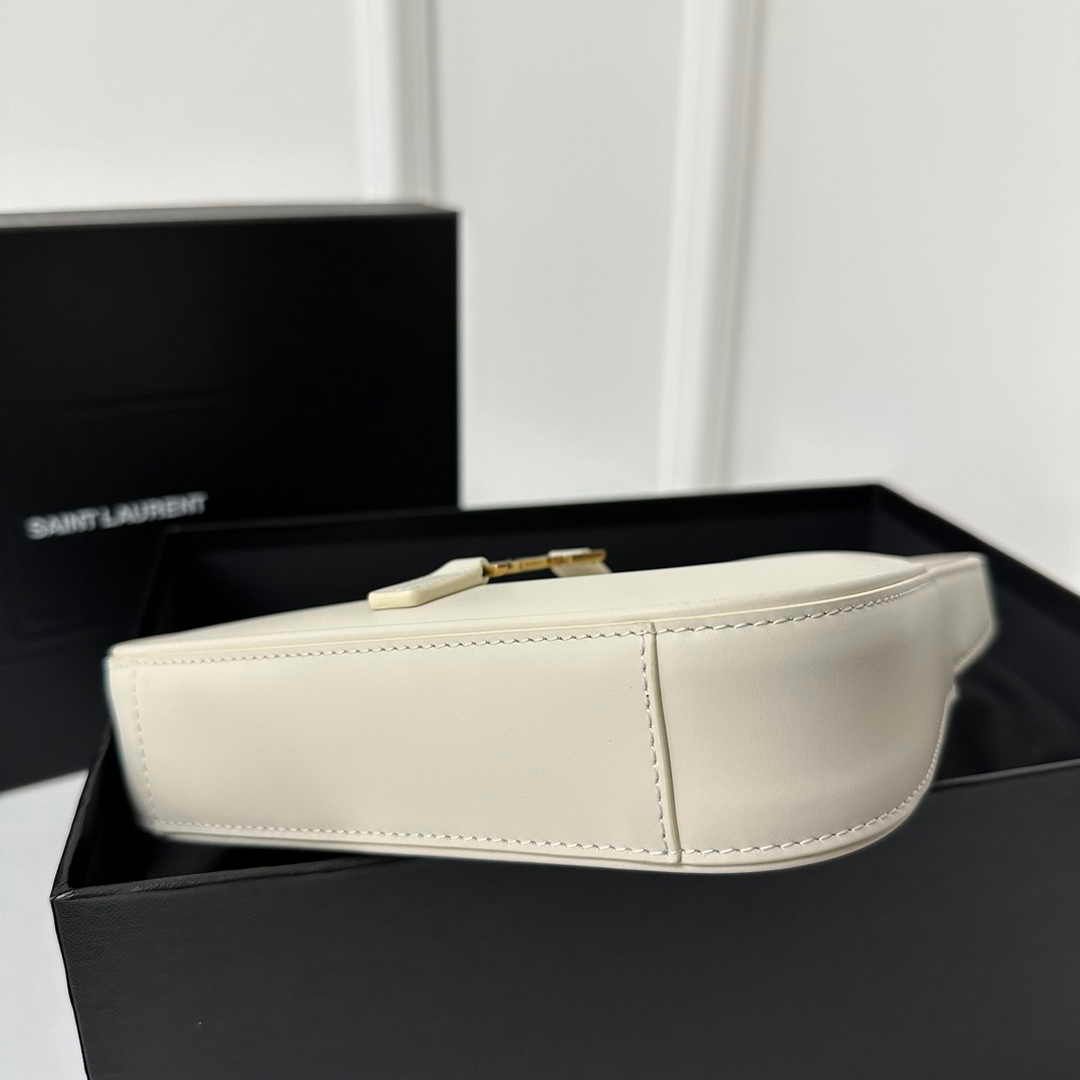 Saint Laurent Le 5 À 7 Leather Hobo Shoulder Bag Beige YSL Women Handbag