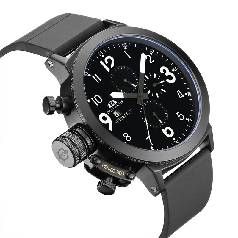 Automatic Mechanical Multi-function Rubber Strap Large Men's Watch