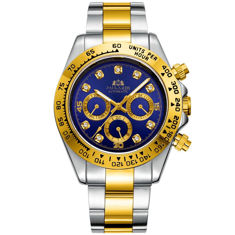 Fashion Luxury Automatic Watch For Men Chronograph Business Mechanical Watches with Diamond