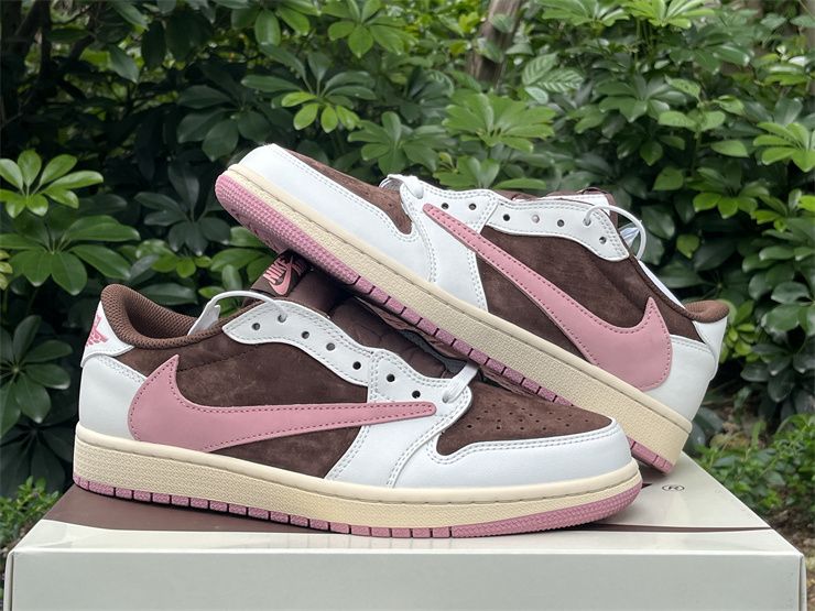 Travis Scott x Air Jordan 1 Low OG Dark Pony Pink Oxford DZ4137-206 Cheap Shoe Slae