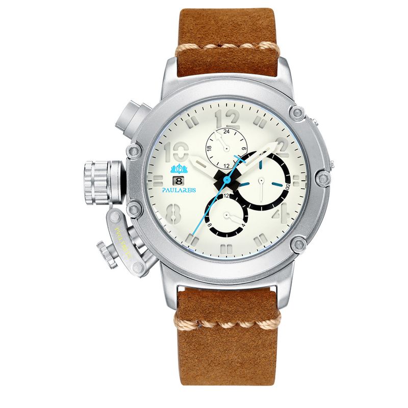 Automatic Mechanical Watch Leather Strap Fashion Casual Wristwatch Date Week Sports Watches