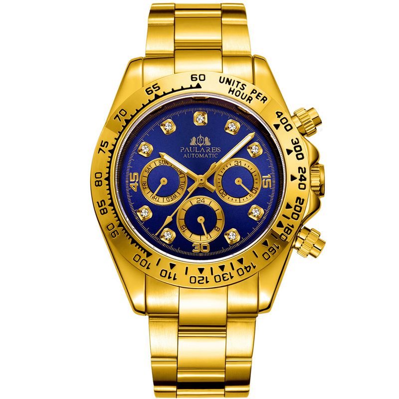 Fashion Luxury Automatic Watch For Men Chronograph Business Mechanical Watches with Diamond