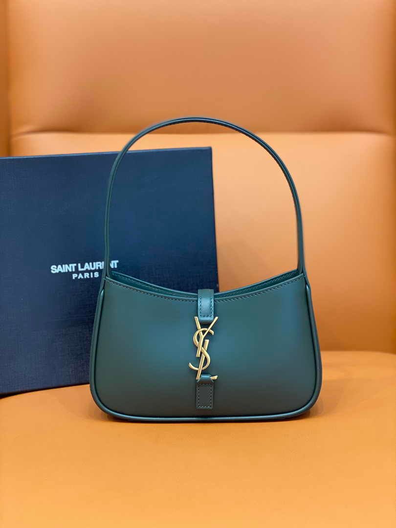 Saint Laurent Le 5 À 7 Leather Hobo Bag YSL Women Handbag in Green