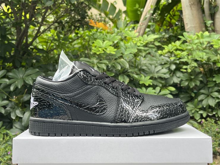 Cheap Air Jordan 1 Low Black Croc Patent HJ7743-010 Sneakers