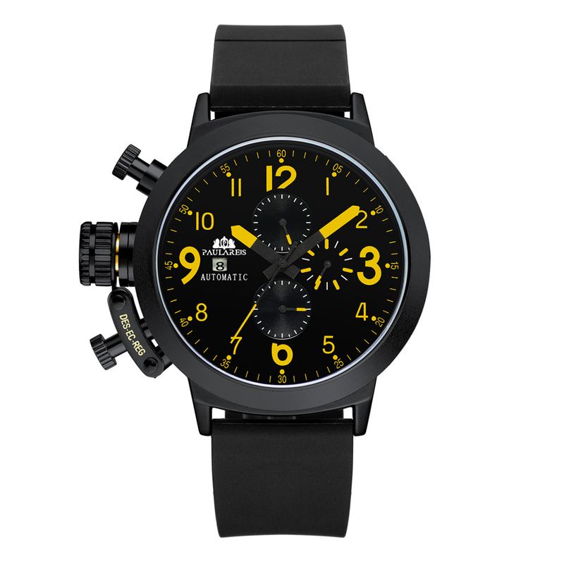 Automatic Mechanical Multi-function Rubber Strap Large Men's Watch