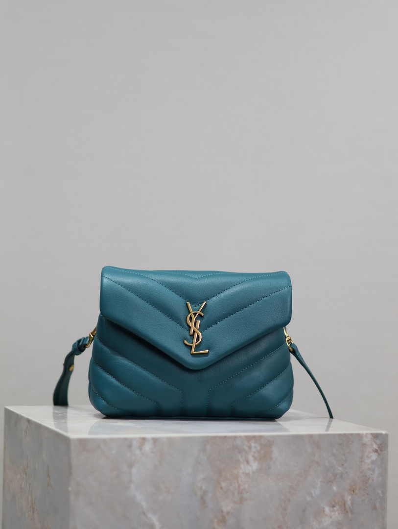 Saint Laurent Women's YSL Loulou Toy Leather Shoulder Bag in Blue