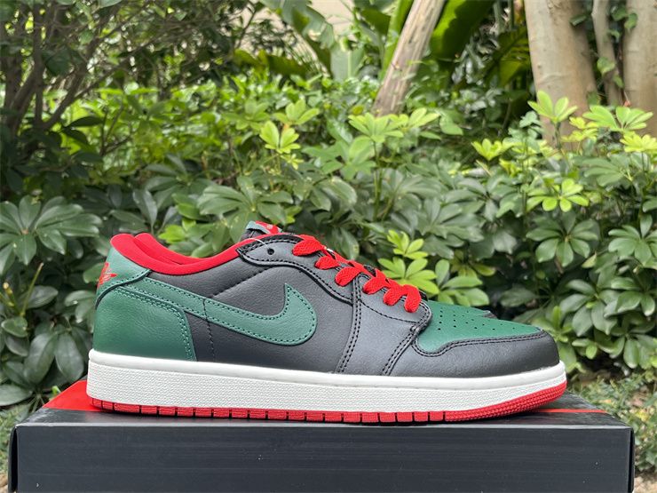 Air Jordan 1 Low OG Black Gorge Green Varsity Red CZ0775-036 Sneakers