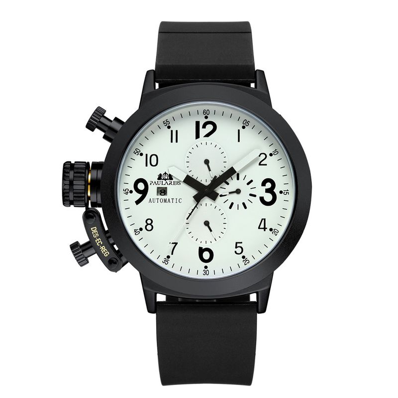 Automatic Mechanical Multi-function Rubber Strap Large Men's Watch