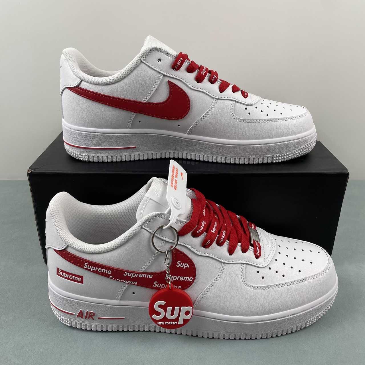 Nike Supreme x Air Force 1 Low White Speed Red CU9225-101