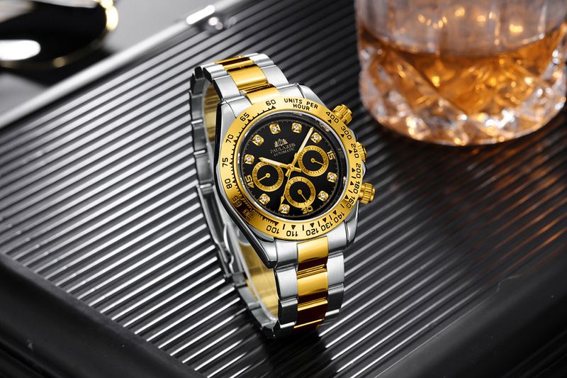 Fashion Luxury Automatic Watch For Men Chronograph Business Mechanical Watches with Diamond
