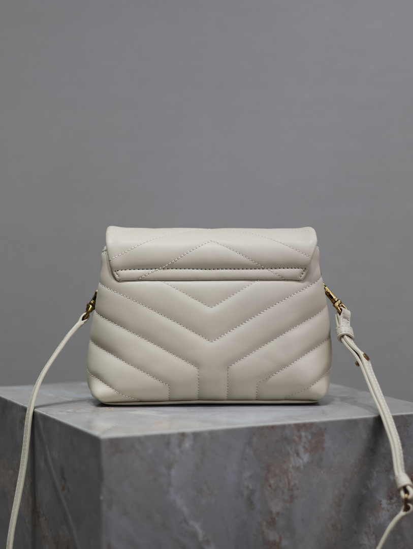Saint Laurent Women's YSL Loulou Toy Leather Shoulder Bag in Beige