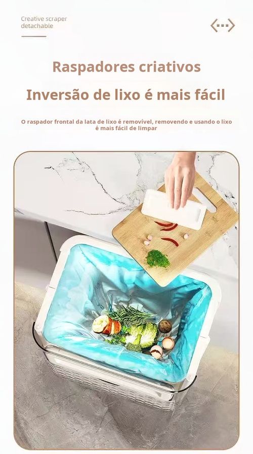 Lixeira de Cozinha de Parede Lixeira de Cozinha com Adesivo | Instalação Fácil sem Furados Lixeira de Gabinete | Organize o Lixo sob a Pia da Cozinha Lixeira de Parede com Tampa  Lixeira de Cozinha com Divisória