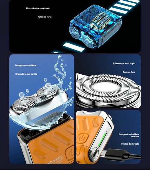 Barbeador Elétrico de Bolso | Compacto e Recarregável para Viajantes
