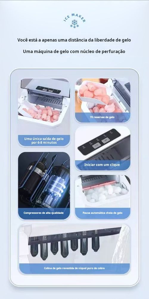 Máquina de Gelo em Balas - Produza Gelo Cristalino em Formato de Esfera