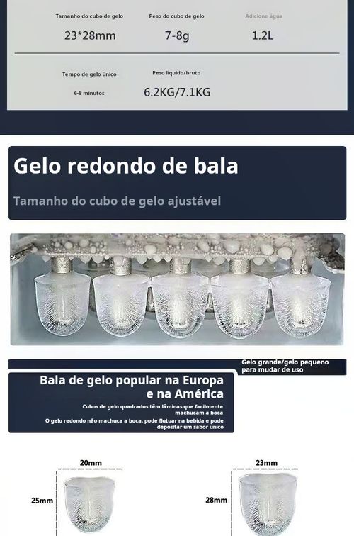 Máquina de Gelo em Balas - Produza Gelo Cristalino em Formato de Esfera
