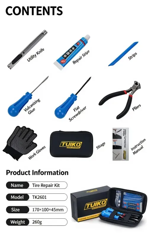 mergency Tyre Repair Combo Set