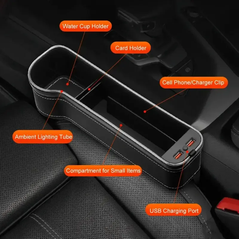 Colorful LED Car Seat Gap Storage Pocket
