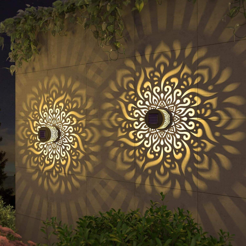 Solar-powered projection wall lights