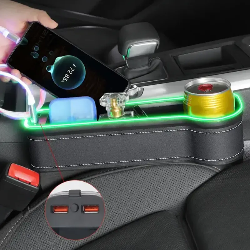 Colorful LED Car Seat Gap Storage Pocket