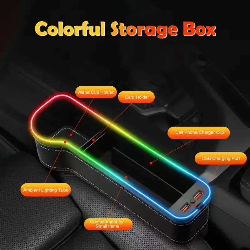 Colorful LED Car Seat Gap Storage Pocket