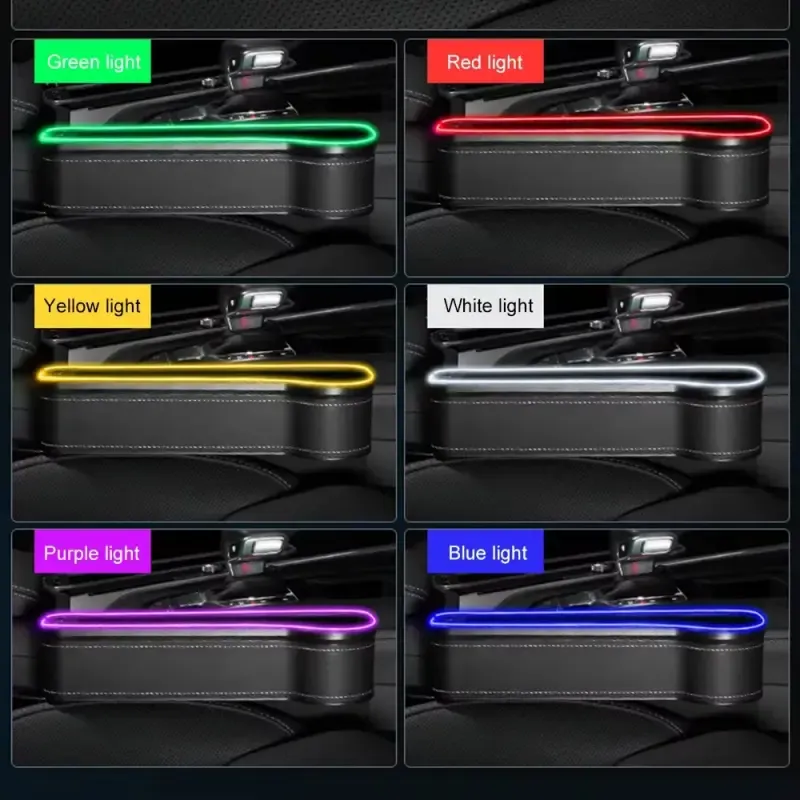 Colorful LED Car Seat Gap Storage Pocket
