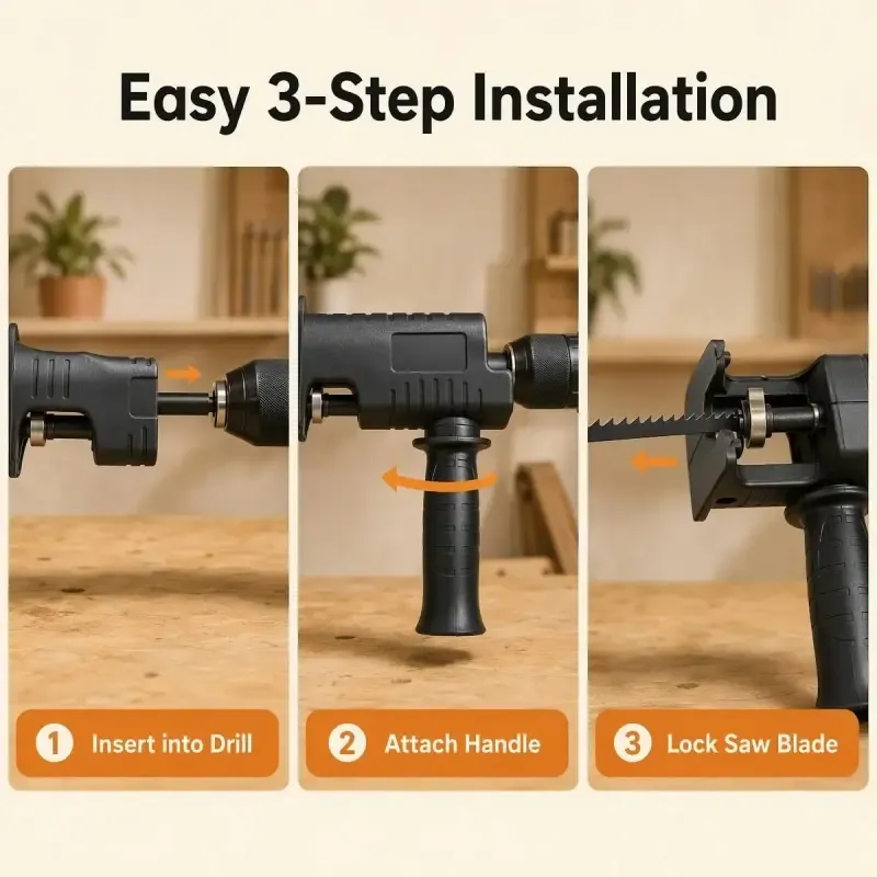 Conversion adapter for turning a drill into a chainsaw