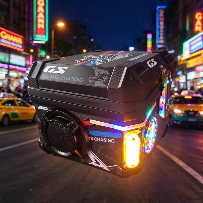 Motorcycle top case with built-in Bluetooth speaker